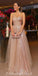 One Shoulder A-line Tulle Backless Sweetheart Sequin Prom Dress, FC3996