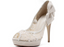 Ivory Lace High Heels Fish Toe Sexy Wedding Bridal Shoes, S012