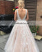 Charming Applique Prom Dress, A-Line V-Back Beaded Prom Dress, KX401