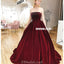 Elegant A-line Sleeveless Velvet Straight Neckline Backless  Prom Dresses, FC4298