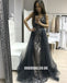 Charming A-line Beaded Sleeveless Tulle V-neck Backless Prom Dresses, FC432