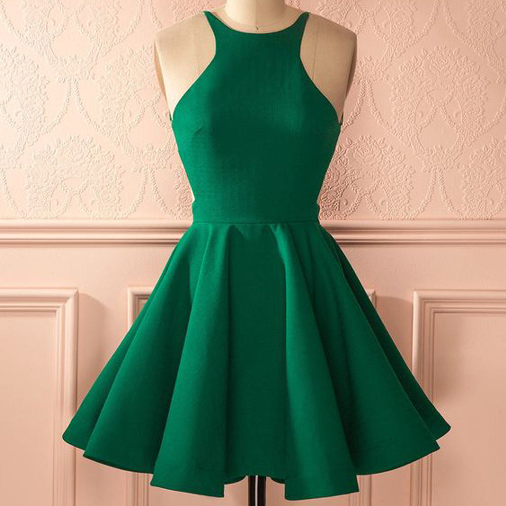 Short Homecoming Dress, Satin Homecoming Dress, Halter Homecoming Dress, Backless Junior School Dress, Knee-Length Homecoming Dress, Sexy Homecoming Dress, LB0432