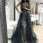 Charming A-line Beaded Sleeveless Tulle V-neck Backless Prom Dresses, FC432