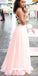 Two Pieces A-Line Tulle Luxury Beaded Open-Back Sleeveless Prom Dress, FC436