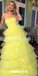 Honest Sweetheart A-line Tulle Backless Yellow Prom Dress, FC4433