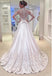 Long Wedding Dress, Satin Wedding Dress, A-Line Bridal Dress, Applique Wedding Dress, Lace Wedding Dress, Long Sleeve Wedding Dress, Elegant Wedding Dress, LB0451