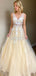 Gorgeous Different Color A-line Tulle Sleeveless V-neck Long Lace Prom Dress, FC4531