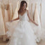 Long Lace Wedding Dress, A-Line Organza V-Back Wedding Dress, SleevelessFloor-Length Wedding Dress, LB0459