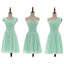 Mismatched Pleated Short Chiffon Bridesmaid Dress Mint Green 2017 Knee Length Wedding Bridesmaid Gowns,220047