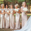 Gold Sequin Mermaid Long Bridesmaid Dresses, BD001