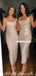 Sparkly Sequin Mermaid Tea-legth Square Neck Backless Bridesmaid Dress, FC5024