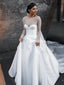 Stunning Satin A-line Long Sleeves Wedding Dresses, FC5030