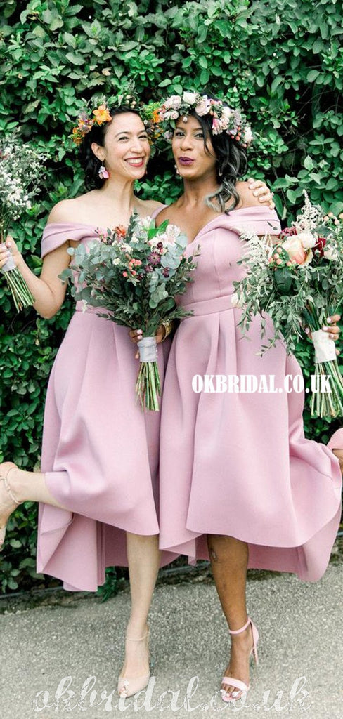 Stunning Off Shoulder High-Low Backless Jersey Bridesmaid Dress, FC5058