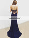 Halter Two Pieces Prom Dress, Beaded Top Backless Mermaid Prom Dress, KX517