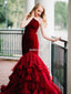 Gorgeous Velvet Mermaid One-Shoulder Backless Organza Prom Dresses, FC5360