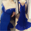 Royal Blue Charming Off Shoulder Short Sleeve Long Prom Dress, WG554