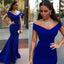 Off Shoulder Royal Blue Mermaid Simple Long Prom Dress, WG556