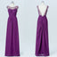 Long Bridesmaid Dress, Chiffon Bridesmaid Dress, Beading Bridesmaid Dress, Floor-Length Bridesmaid Dress, Purple Bridesmaid Dress, V-Back Bridesmaid Dress, LB0566