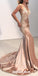 Unique Mermaid Spaghetti Straps Prom Dresses, Backless Applique Prom Dresses, KX573