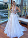 Halter A-line Lace Backless Tulle Elegant Long Wedding Dresses, FC5868