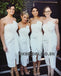 Charming White Slit Bridesmaid Dress, Cheap Backless Mermaid Bridesmaid Dress, KX590