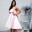 Pink Off the Shoulder Prom Dress with Bow-Knot, High-Low A-Line Satin Prom Dress, KX593