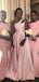 Mismatched Pink Jersey Long Floor-length Satin Bridesmaid Dress, FC5970