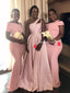 Mismatched Pink Jersey Long Floor-length Satin Bridesmaid Dress, FC5970