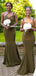 Mismatched Olive Green Mermaid Jersey Floor-length Bridesmaid Dress, FC6065