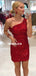 Charming One-shoulder Red Sequin Cross-back Homecoming Dress, FC6135