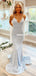 Charming Spaghetti Straps Mermaid V-neck Backless Long Prom Dresses, FC6220