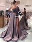 Gorgeous Long Sleeve Beaded Satin Prom Dresses with Detachable Skirt, FC6234