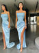 Fashion Sequin Top Mermaid Satin Sexy Slit Prom Dresses, FC6253