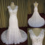 Elegant White Lace V Neck Beaded Inexpensive Long Wedding Bridal Dresses Gown, WG629