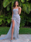 Stunning Side Slit Backless See-through Mermaid  Spaghetti Straps Prom Dresses, FC6608