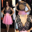 Vintage cap sleeve deep v-neck open back lace mismatched sexy unique homecoming prom gowns dress,BD0068