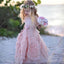 Lovely Spaghetti Soft Pink Flower Girl Dresses For Beach Wedding, Unique Little Girl Dresses, FG069