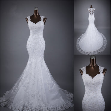 Long Wedding Dress, Lace Wedding Dress, Sleeveless Wedding Dress, Mermaid Bridal Dress, Sequin Wedding Dress, Applique Wedding Dress, Sexy Dress, LB0700