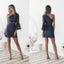 Short Homecoming Dress, One-Shoulder Homecoming Dress, Long Sleeve Homecoming Dress, Lace Junior School Dress, Sexy Homecoming Dress, Knee-Length Homecoming Dress, LB0739