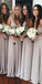 Long V-Back Chiffon Bridesmaid Dress, Sleeveless Floor-Length Bridesmaid Dress, LB0770