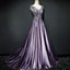 Satin Prom Dress, Sexy Backless Prom Dress, Applique Prom Dress, LB0781