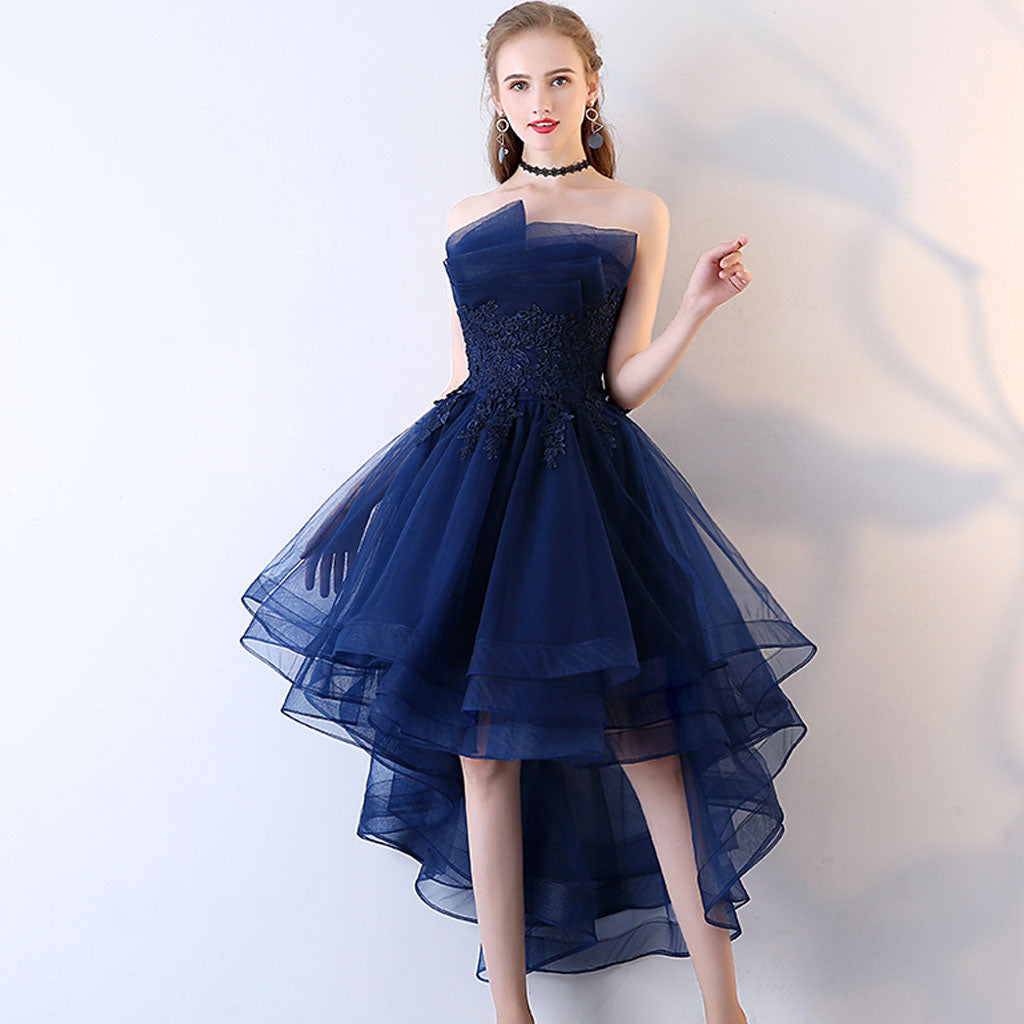 Short Homecoming Dress, Organza Homecoming Dress, Applique Homecoming Dress, Backless Junior School Dress, High-Low Homecoming Dress, LB0795