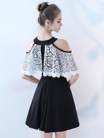 Chiffon Homecoming Dress, A-Line Knee-Length Homecoming Dress, Lace Homecoming Dress, LB0834