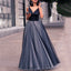 Tulle Sleeveless V-Neck Prom Dresses, A-Line Floor-length Satin Prom Dress, LB0837