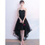 High-Low Tulle Unique Homecoming Dress, Applique Sweet Heart Black Homecoming Dress, LB0854