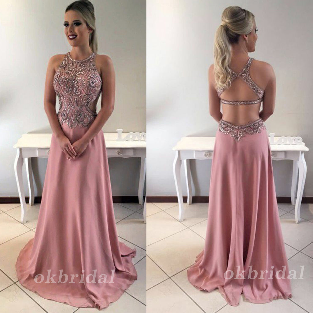 Chiffon Prom Dress, Beading Prom Dress, Sexy Prom Dress, Sleeveless Prom Dress, LB0879