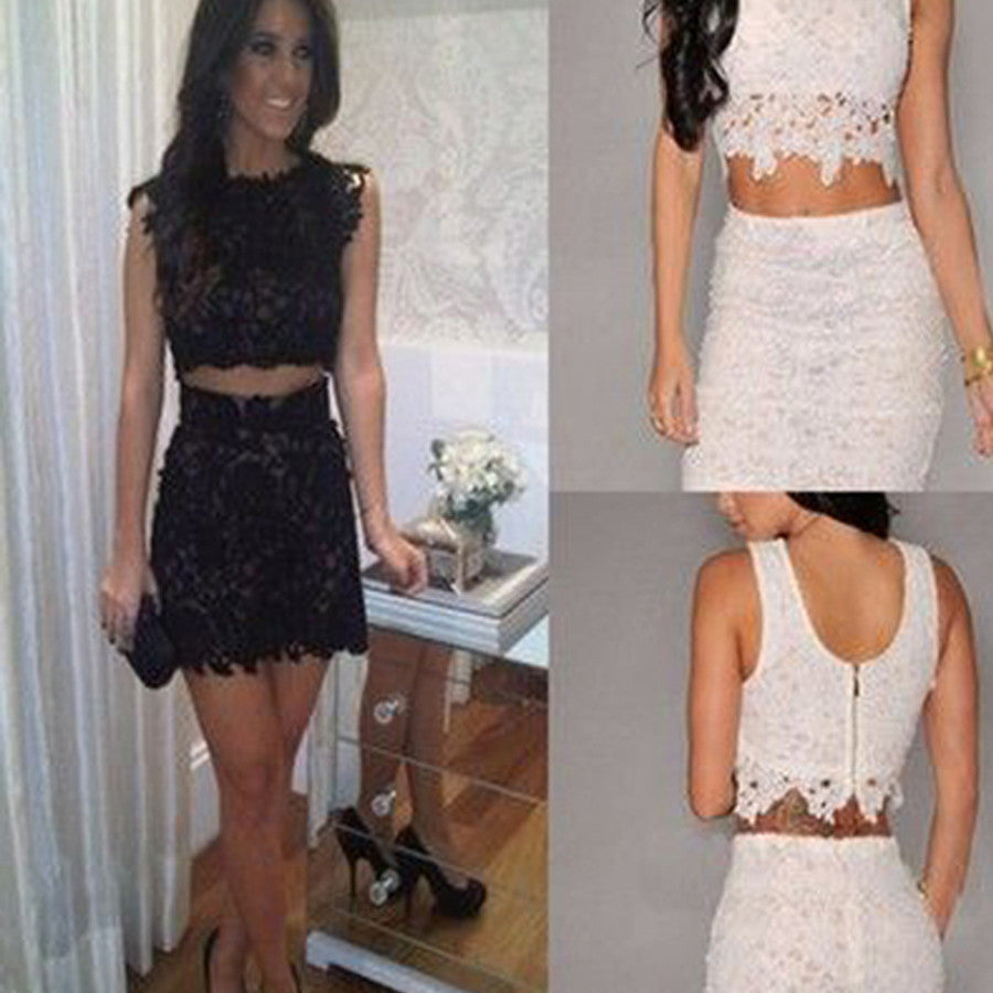 lace two pieces tight unique style simple casual homecoming prom dress,BD0087