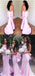 Pink Spaghetti Straps Mermaid Jersey Backless Floor-Length Bridesmaid Dress, FC892