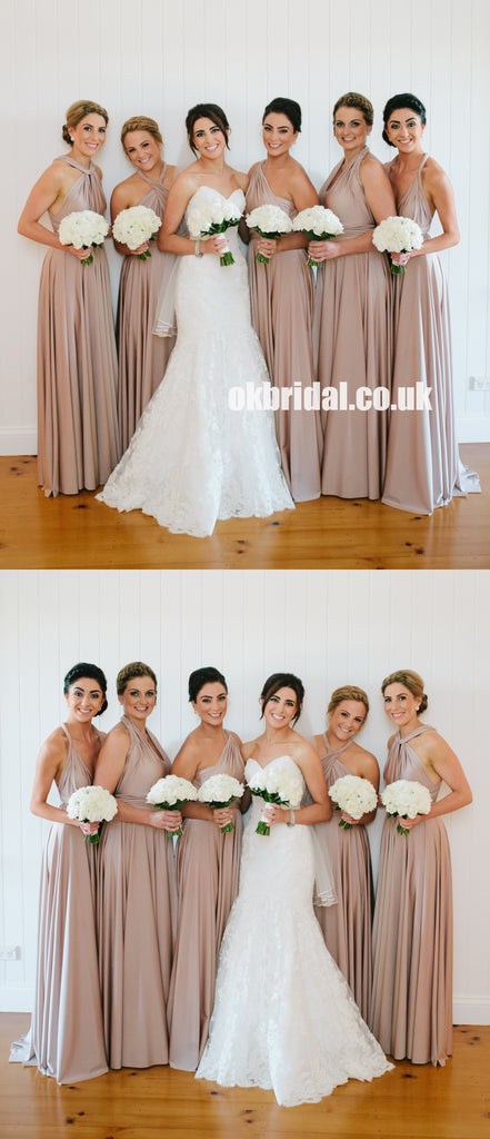 A-Line Different Styles Bridesmaid Dress, Cheap Floor-Length Convertible Bridesmaid Dress, KX954