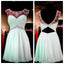 Mint Green Beaded Homecoming Dresses, Open back Prom Dresses, Sexy Backless Homecoming Dresses, Sweet 16 Dresses, Cocktail Dresses,PD0005